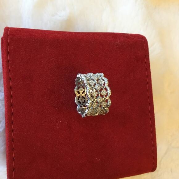 Sterling Silver Elegant Three-Row Crystal Ring - Picture 2 of 9